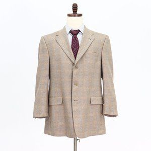 Hart Schaffner Marx 44R Beige Check 3-Button Sport Coat Blazer Jacket V7…